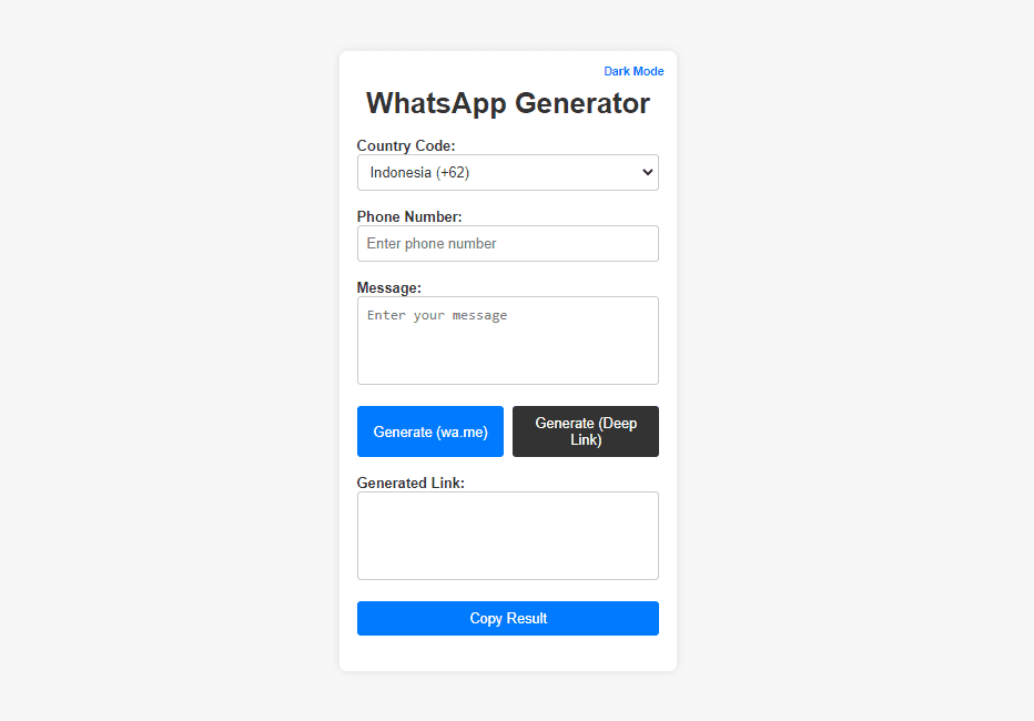 Whatsapp Link Generator